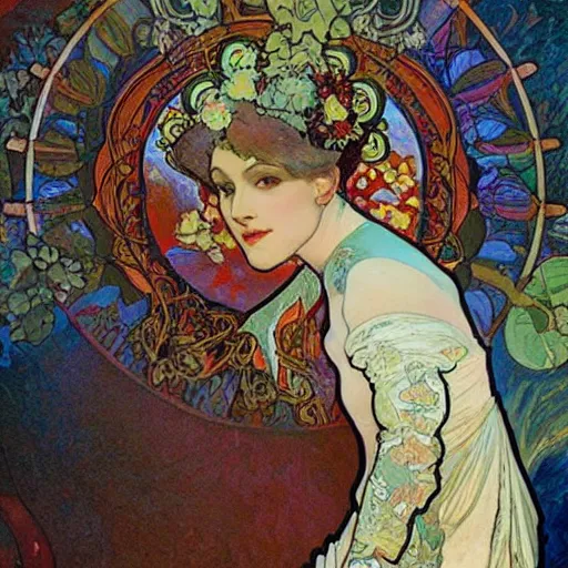 Prompt: a new fresh and epic Alfons Mucha painting