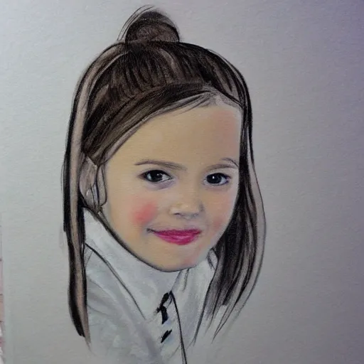 Image similar to sketch painting of a portrait of a 8 year old girl