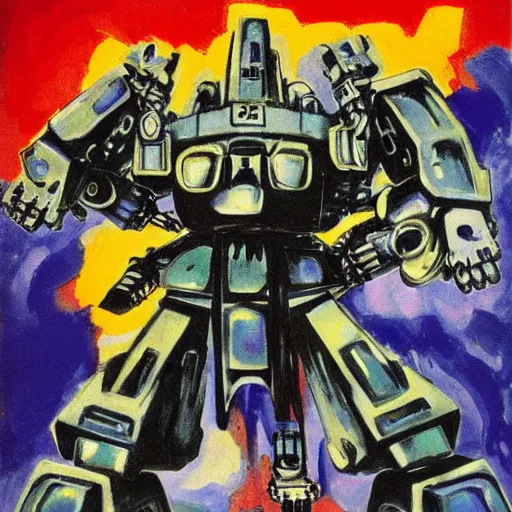 Prompt: combat mecha by emil nolde, david salle