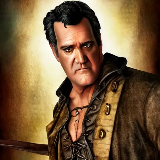 Prompt: Bruce Campbell as a pirate, hyper realistic, HD, HQ, photo realistic