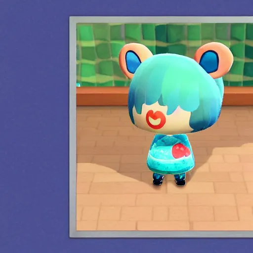 Image similar to highly intricate interlocking tiny aqua blue faces, watercolor animal crossing screenshot