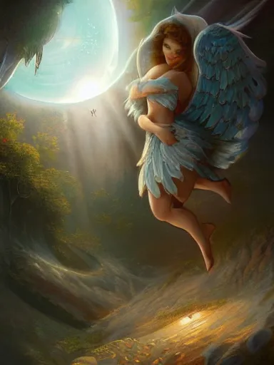 Prompt: the planet earth been embraced by an angel. intricate, elegant, highly detailed, digital painting, artstation, concept art, sharp focus, illustration, by justin gerard and artgerm, 8 k