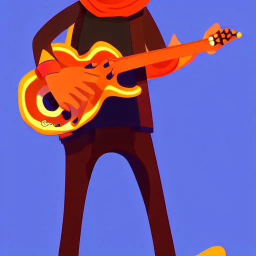 Image similar to a 2 d guitarist character design, vector art, digital art, portrait, 4 k, 8 k, sharp focus, smooth, illustration, concept art