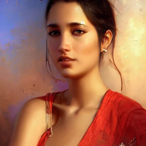 Image similar to a beautiful portrait painting of life in north africa, masterpiece by famous artist nasreddine dinet and eugene de blaas and ross tran, path tracing, artstation