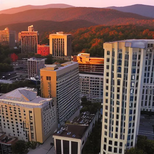 Image similar to super tall hotel above the asheville, nc skyline