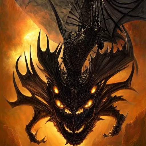 Prompt: The Black Dragon Mask D&D fantasy Item, art by Donato Giancola and James Gurney, digital art, trending on artstation