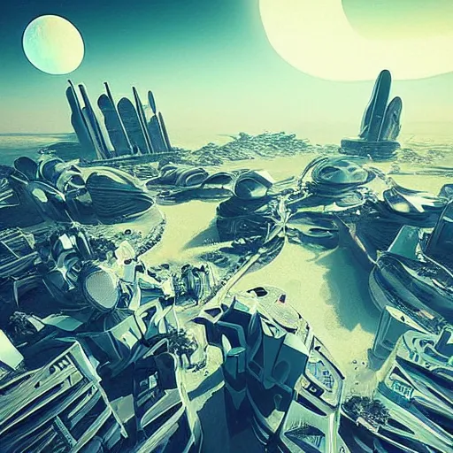 Image similar to “a futuristic city on mars”