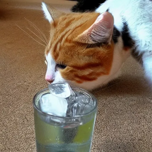 Image similar to cat drinking vodka