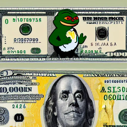 Image similar to pepe money printing machine