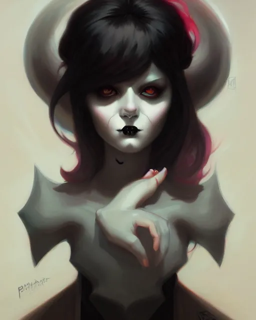 Image similar to portrait of cute goth girl, by peter mohrbacher and ilya kuvshinov and wlop