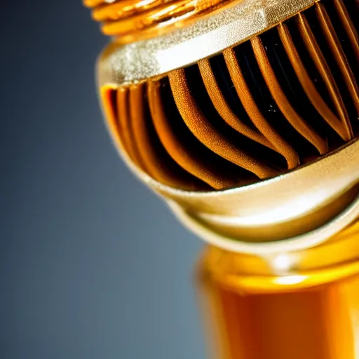 Prompt: a microphone made out of honey, photography,