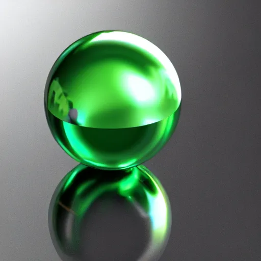 Prompt: A green futuristic crystal ball, 3d render, reflections, V-Ray