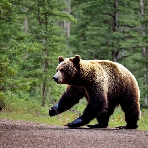 Image similar to a bear chasing a camper
