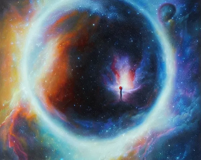 Image similar to cosmic basketball nebula, an oil painting, by ( leonardo da vinci ) and greg rutkowski and rafal olbinski ross tran airbrush time magazine