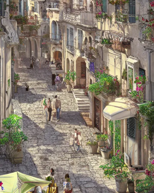 Prompt: conversano, apulia by yoshitaka amano 4 k hyper detailed trending on artstation