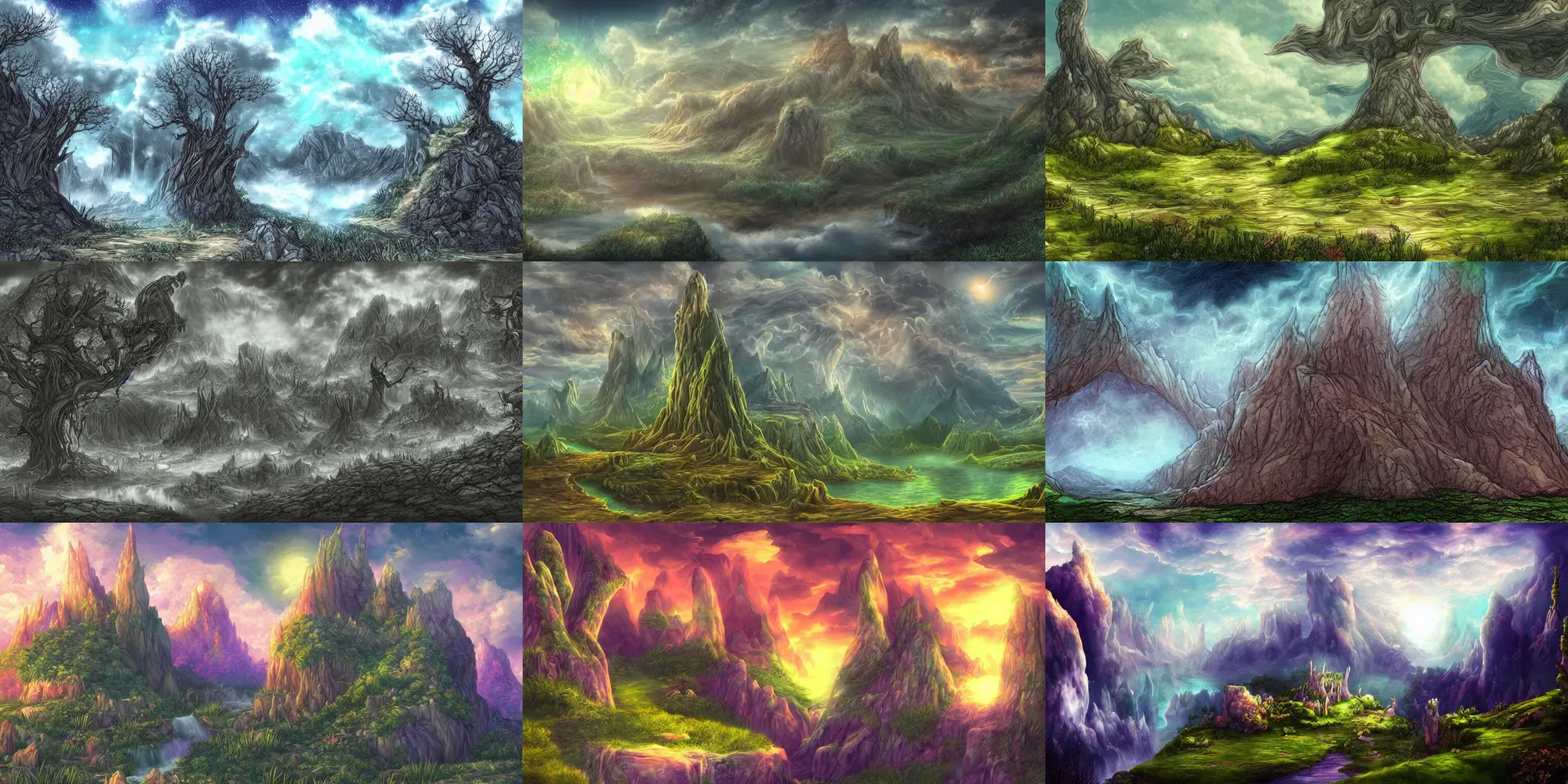 Prompt: !!!!! cell shaded!!!!! mystical fantasy landscape