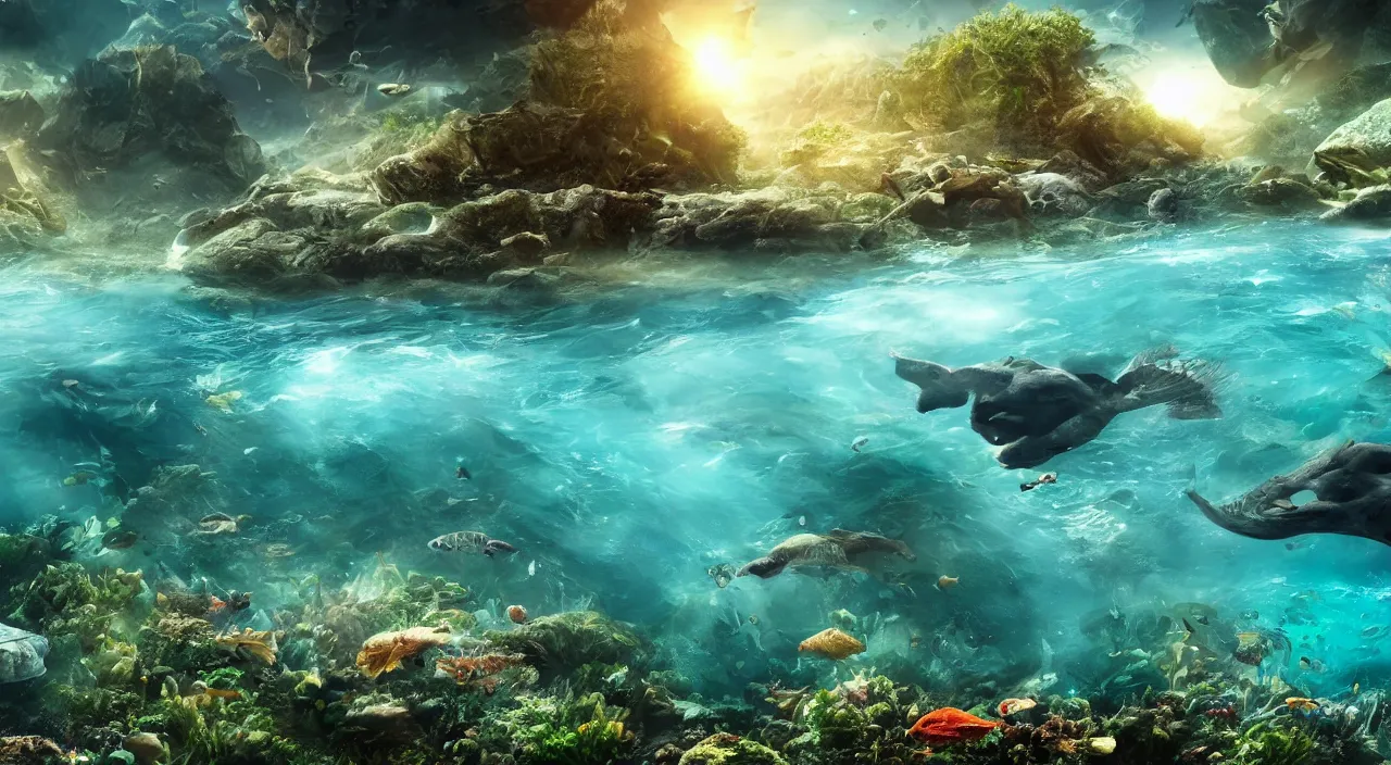 Prompt: epic under water landscape, high definition, high detail, 8k, photorealistic,