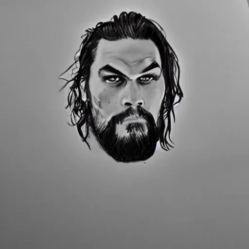 Prompt: a sketch of Jason Momoa\'s face