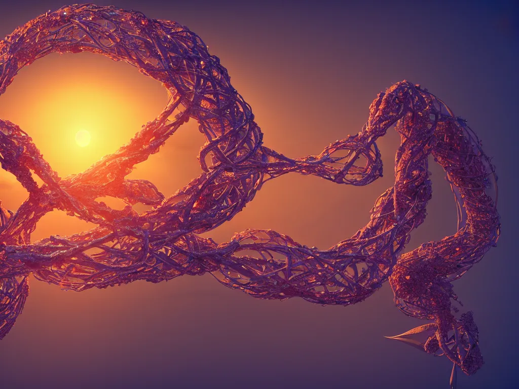 Image similar to a sculpture of fish ocean intertwined, diode lighting, a lovely cornucopia of flowers and human body parts, body parts, highly detailed, octane render, cinematic, sharp focus, clean, studio lighting, sunset, abstracto
