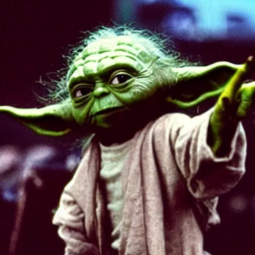 Image similar to yoda performing at woodstock