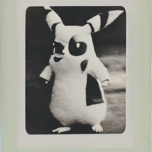 Prompt: 1 9 5 0 s polaroid picture of pikachu