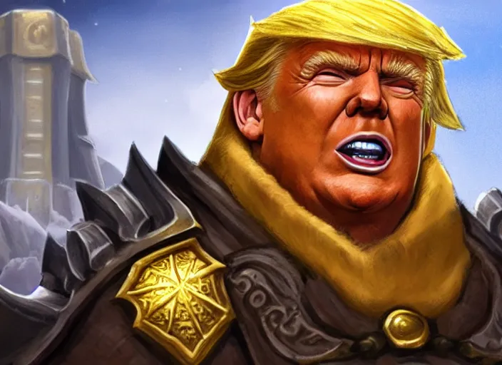 Prompt: donald trump as king of ironforge, world of warcraft