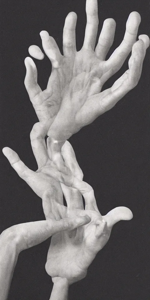 Image similar to peter de jong attractors morphing into a human hand, vhs footage