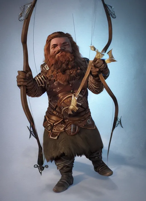 Image similar to A fantasy comic book style portrait painting of a dwarf archer, unreal 5, DAZ, hyperrealistic, octane render, RPG portrait, dynamic lighting