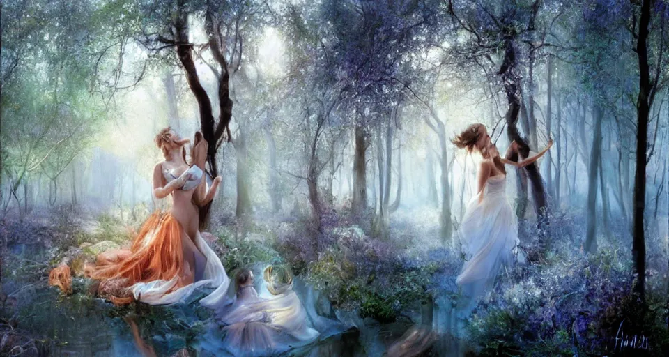 Prompt: Enchanted and magic forest, by Rob Hefferan