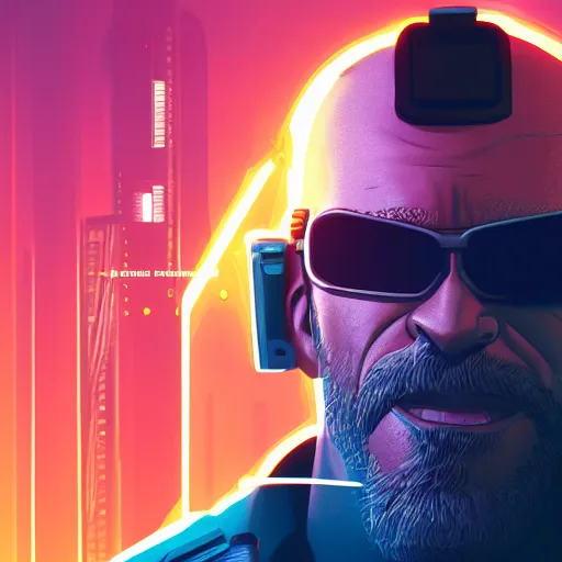 Image similar to portrait of Johnny silver hand from cyberpunk 2077, cyberpunk city landscape, night time, ambient lighting, 4k, anime key visual, lois van baarle, ilya kuvshinov, rossdraws, artstation