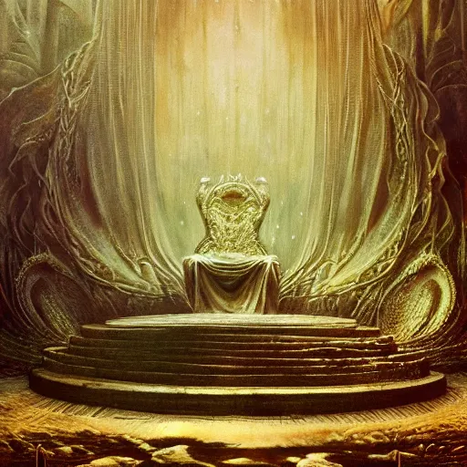 Prompt: the throne of love | highly detailed matte painting, hyperrealistic, very intrincate | cinematic lighting, award - winning | by rachel ruysch, giger, beksinski and bocklin | by austin osman spare and william blake, trending on artstation, cgsociety, official art, octane.