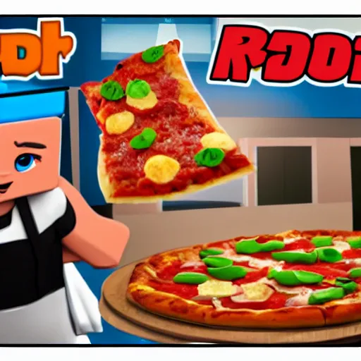 Image similar to a regular day at roblox's work at a pizza place