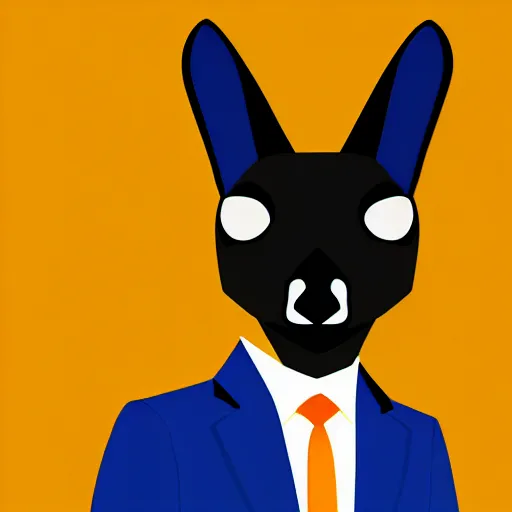 Prompt: spy kangaroo, in a strict suit, avatar image, digital art, minimalism