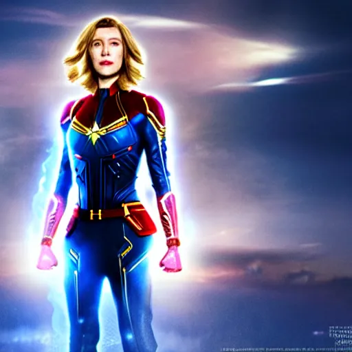 Image similar to Lea Seydoux as Captain Marvel, movie still, 4k Bluray screen