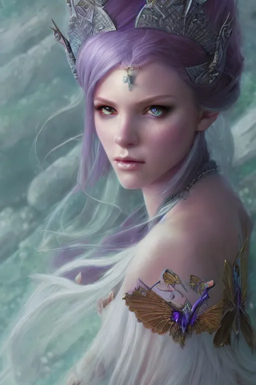 Image similar to fairy princess, highly detailed, d & d, fantasy, highly detailed, digital painting, trending on artstation, concept art, sharp focus, illustration, art by artgerm and greg rutkowski and magali villeneuve