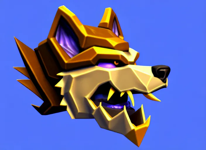 Image similar to wolf head, stylized stl, 3 d render, activision blizzard style, hearthstone style