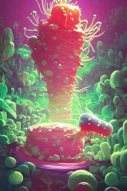 Image similar to roots cactus sushi cristal smurf ghost creature animal sushi cristal very big eye roots cactus elemental flush of force nature micro world fluo fishscale, behance hd by jesper ejsing, by rhads, makoto shinkai and lois van baarle, ilya kuvshinov, rossdraws radiating a glowing aura global illumination ray tracing hdr