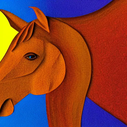 Image similar to horse head statue , gradient from red to yellow background