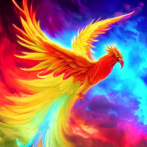 Image similar to rainbow colorful magic phoenix, trending on artstation, cgsociety, artgerm