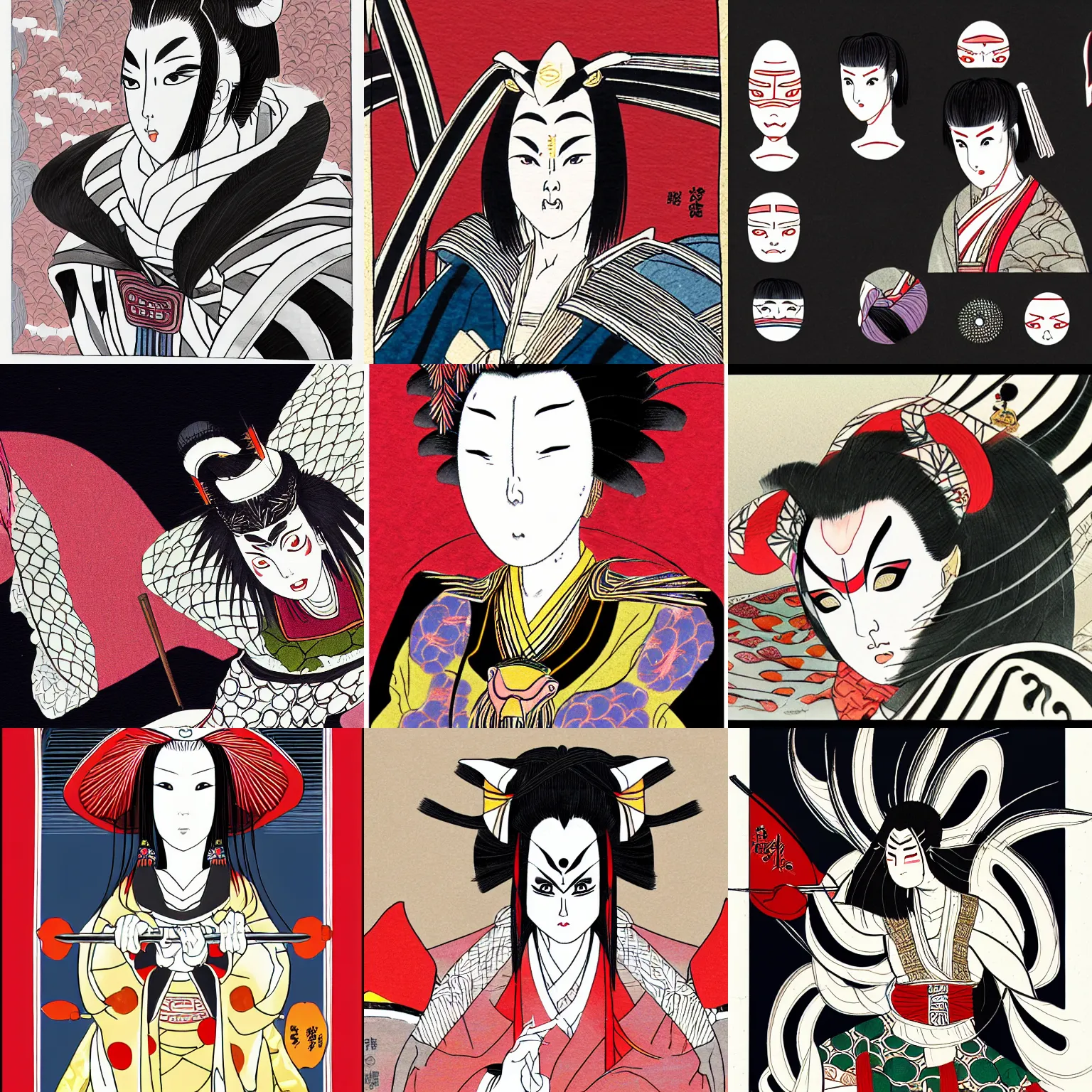 Prompt: kabuki warior, detailed illustration