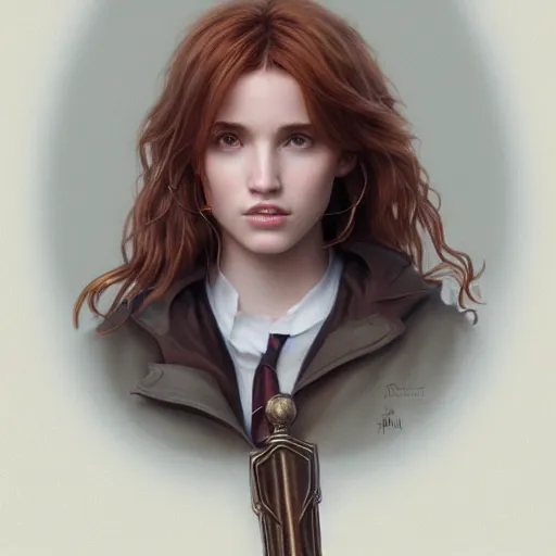 Image similar to ultra realistic illustration, bella thorne as hermione granger in harry potter, intricate, elegant, highly detailed, digital painting, artstation, concept art, smooth, sharp focus, illustration, art by artgerm and greg rutkowski and alphonse mucha