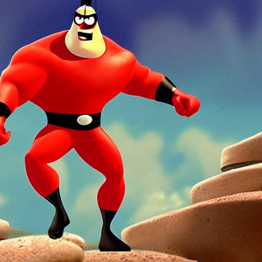 Image similar to mr. incredible at the end of time