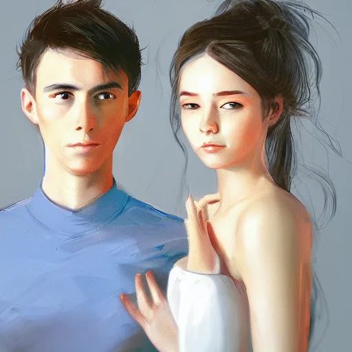 Image similar to portrait of a young couple by the best artists on artstation