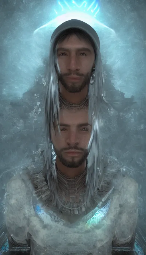 Prompt: portrait of a digital shaman, with unreal engine