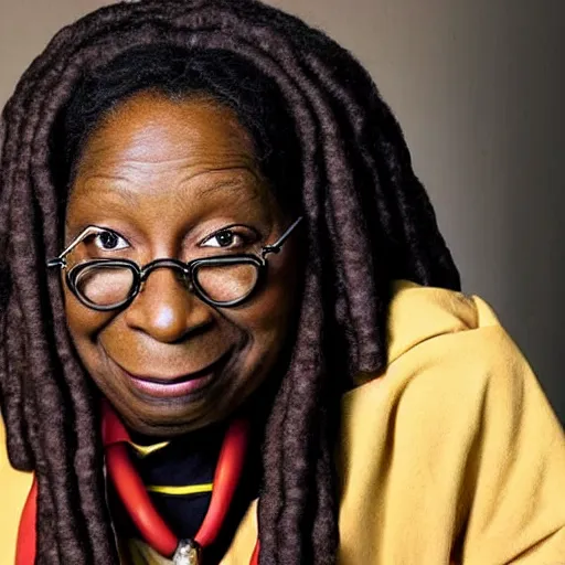 Image similar to photo of a person who looks like a mixture between whoopi goldberg as guinan from star trek and levar burton