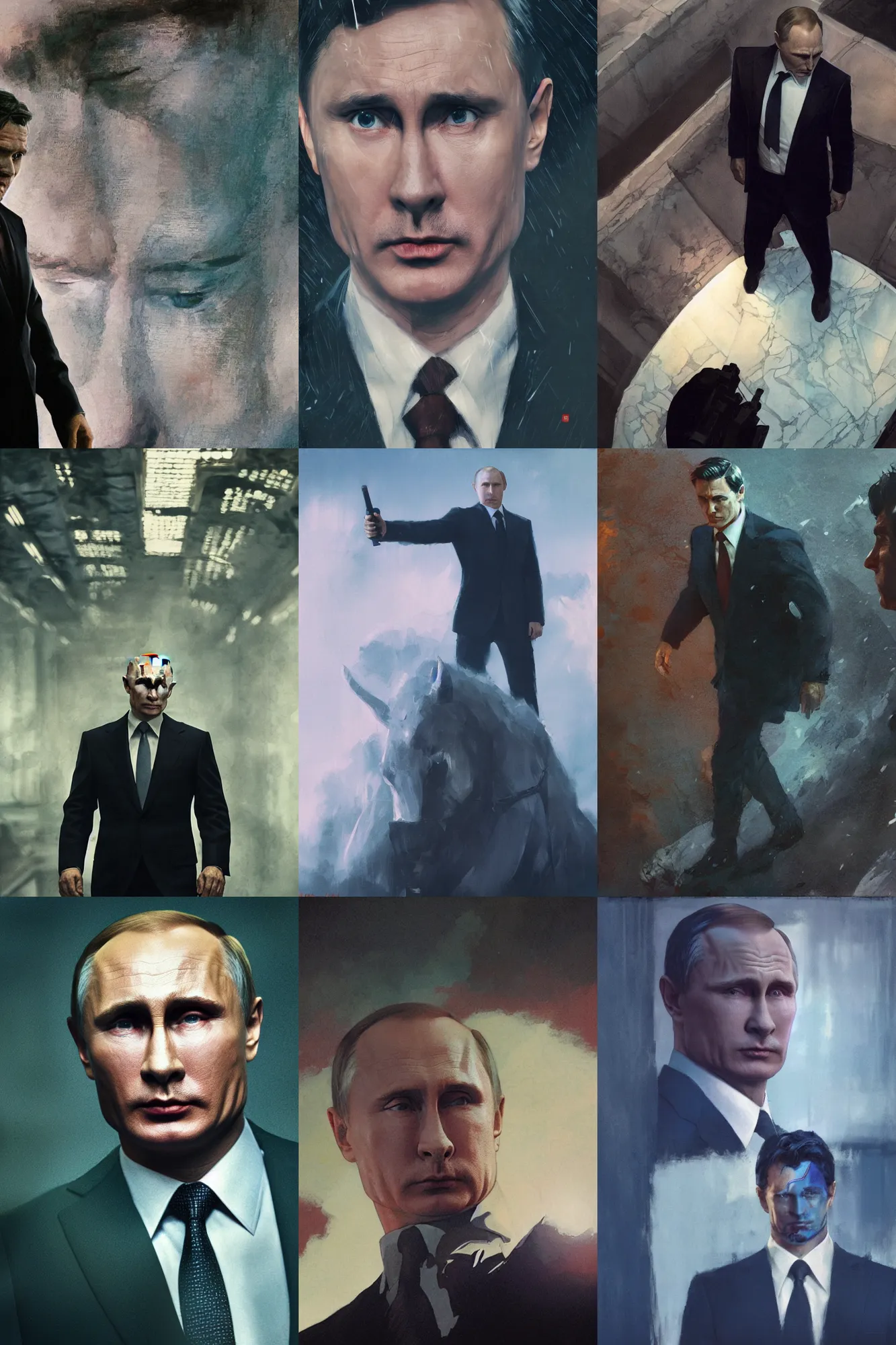 Prompt: putin as bruce wayne, cinestill 8 0 0 t, medium shot, full, film still, shaded lighting poster by magali villeneuve, jeremy lipkin and michael garmash, rob rey and kentaro miura style, trippy