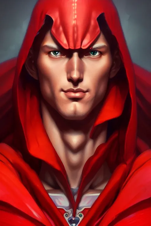 Image similar to ultra realistic illustration, handsome saitama. red cape, intricate, elegant, highly detailed, digital painting, artstation, concept art, smooth, sharp focus, illustration, art by artgerm and greg rutkowski and alphonse mucha and wlop