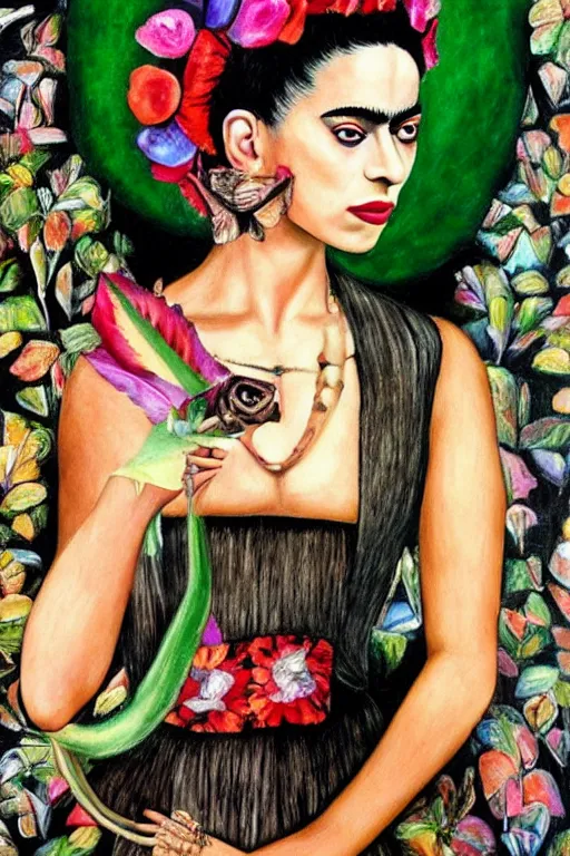 Image similar to Lady Gaga in Frida Kahlo painting style
