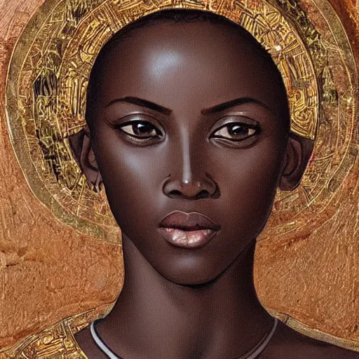 Prompt: A 11th century african Italo-Byzantine painting of, portrait of women, grainy, realistic, very realistic, hyperrealistic, highly detailed, very detailed, extremely detailed, very neat, very epic, very cool, detailed, trending on artstation