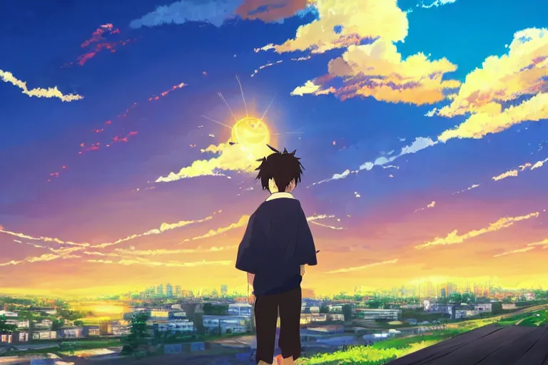 Prompt: a sunset in the style of your name